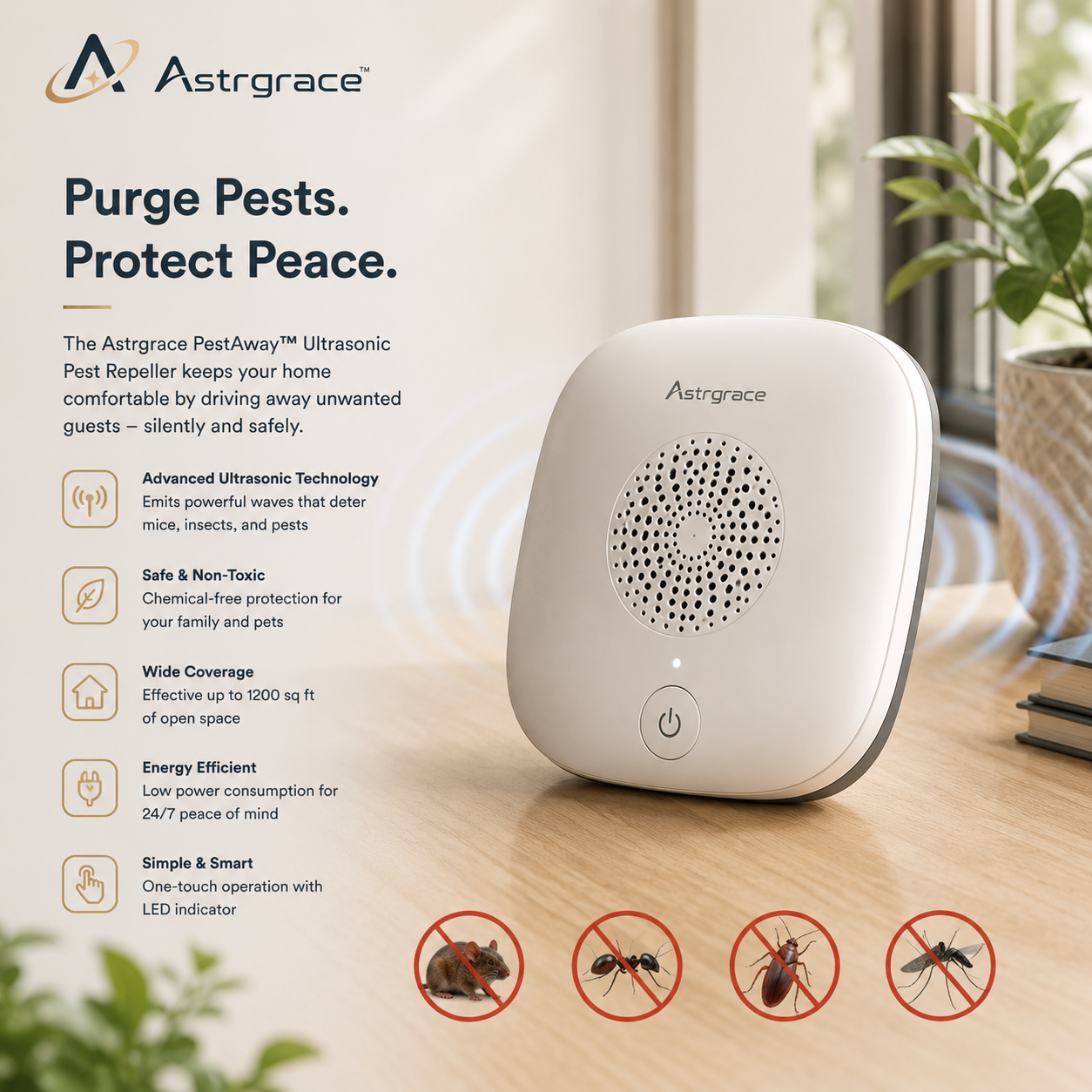 Astrgrace™ SilentGuard Ultrasonic Pest Shield