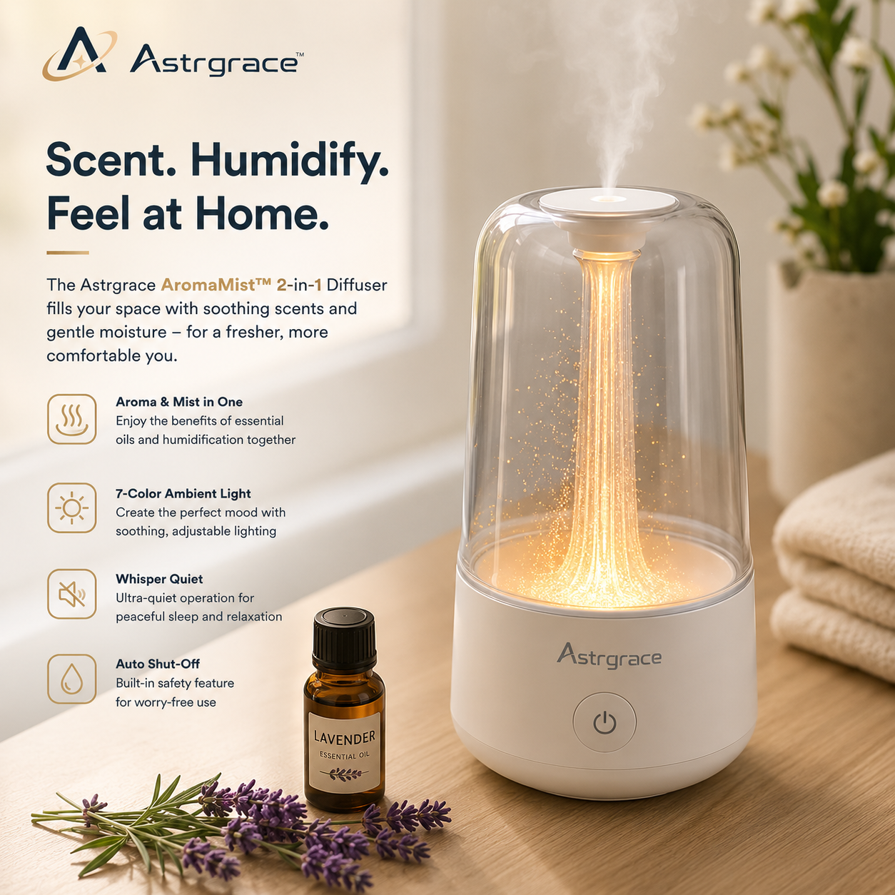 Astrgrace™ GlowMist Luxe Aromatherapy Diffuser
